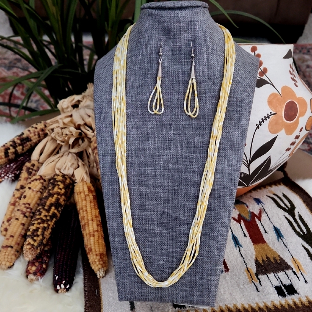 Native American Santo Domingo 10 Strand Shell Heishi Necklace & Earrings Set🐚⭐️